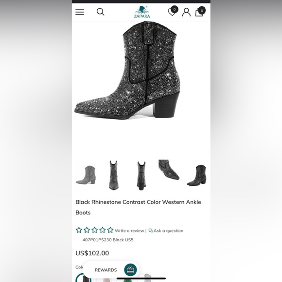 Black Rhinestone Contrast Color Western Ankle Booties. size 6 Game day NWOT - Picture 12 of 15